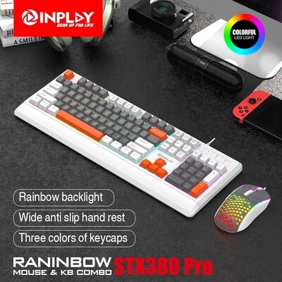 Inplay STX380-Pro Rainbow Keyboard Mouse Set With RGB Light Combo For Desktop/PC/Laptop Accessories
