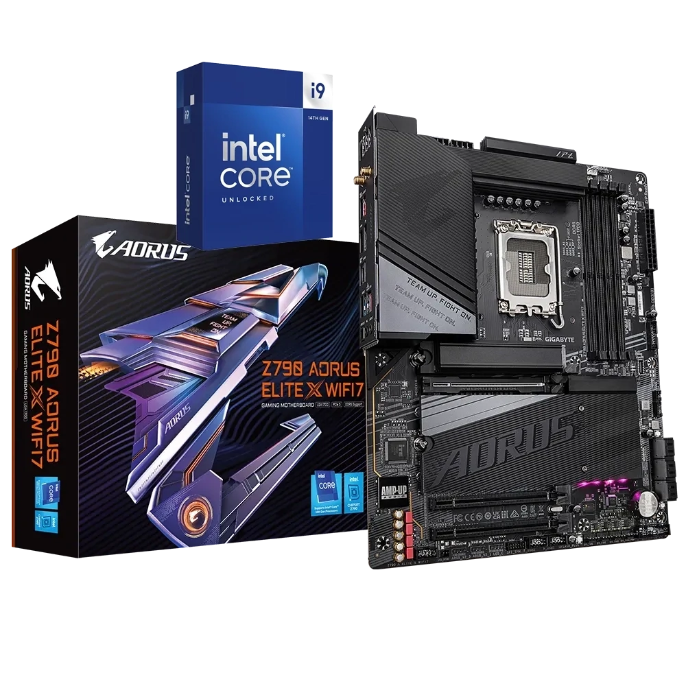 Intel® Core™ i9-14900K 24-Cores (8P+16E) LGA 1700 Processor +  Z790 AORUS ELITE X WIFI7 GAMING MOTHERBOARD