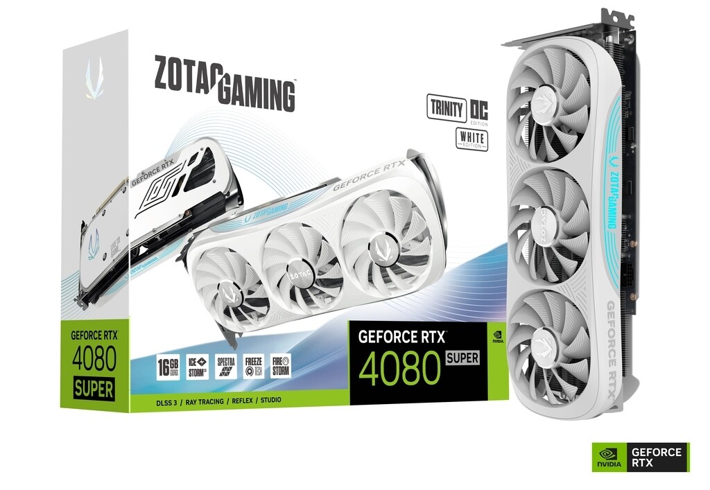 ZOTAC GAMING GeForce RTX 4080 SUPER Trinity OC White Edition 16GB GDDR6X 256-bit 3 x DisplayPort 1.4a 1x HDMI 2.1