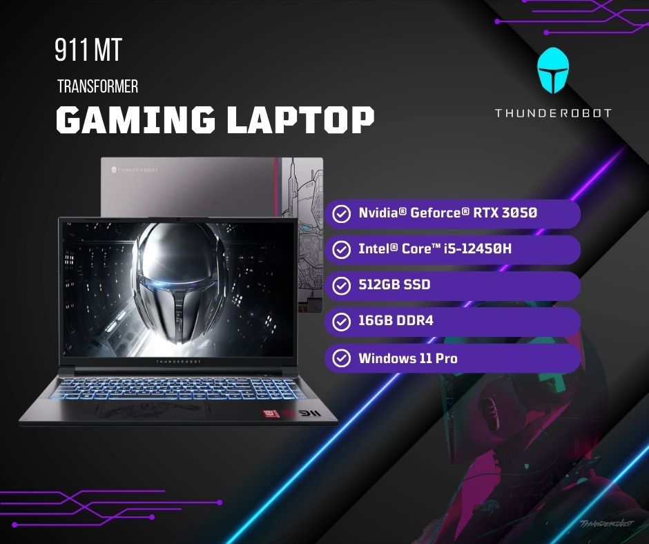 THUNDEROBOT 911 MT TRANSFORMER GAMING LAPTOP | i5-12450H | 16GB DDR4 | 512GB SSD | RTX 3050 4GB | WINDOWS 11 PRO