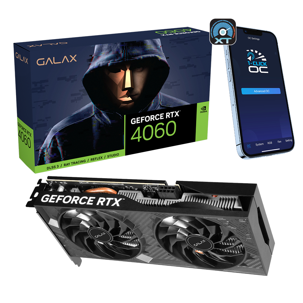 GALAX GeForce RTX™ 4060 1-Click OC 2X V2 8GB GDDR6 128-bit/DP*3/HDMI 2.1/DLSS 3 Video Card