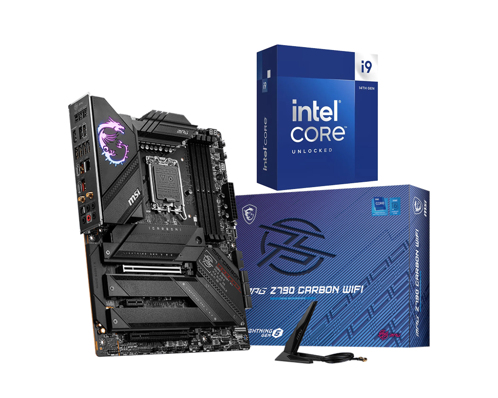 Intel® Core™ i9-14900KF 24-Cores (8P+16E) LGA 1700 Processor +  MSI MPG Z790 CARBON WIFI Motherboard Bundle