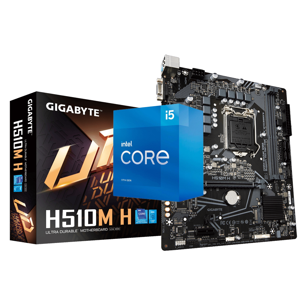 Intel Core i5-11400 6-Core 12 Threads 2.6 GHz (4.40 GHz Boost) + GIGABYTE H510M H Motherboard Bundle