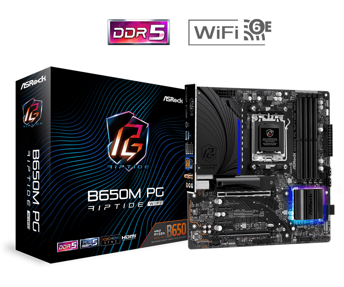 ASRock B650M PG Riptide WiFi AM5 DDR5 Gaming Motherboard
