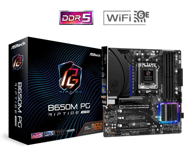 ASRock B650M PG Riptide WiFi AM5 DDR5 Gaming Motherboard ASRock B650M PG Riptide WiFi AM5 DDR5 Gaming Motherboard