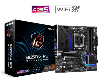 ASRock B650M PG Riptide WiFi AM5 DDR5 Gaming Motherboard ASRock B650M PG Riptide WiFi AM5 DDR5 Gaming Motherboard