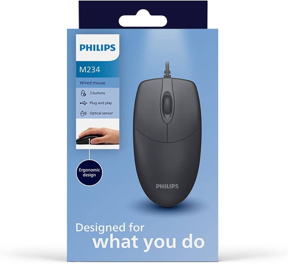 Philips Wired mouse 1000 DPI Black USB Optical Wired Mouse for PC