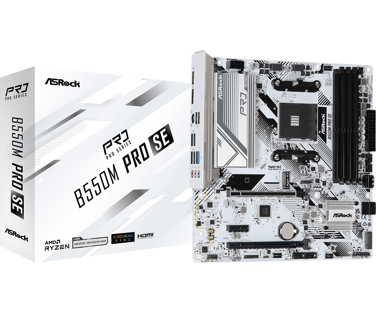 ASRock B550M Pro SE White Gaming Motherboard