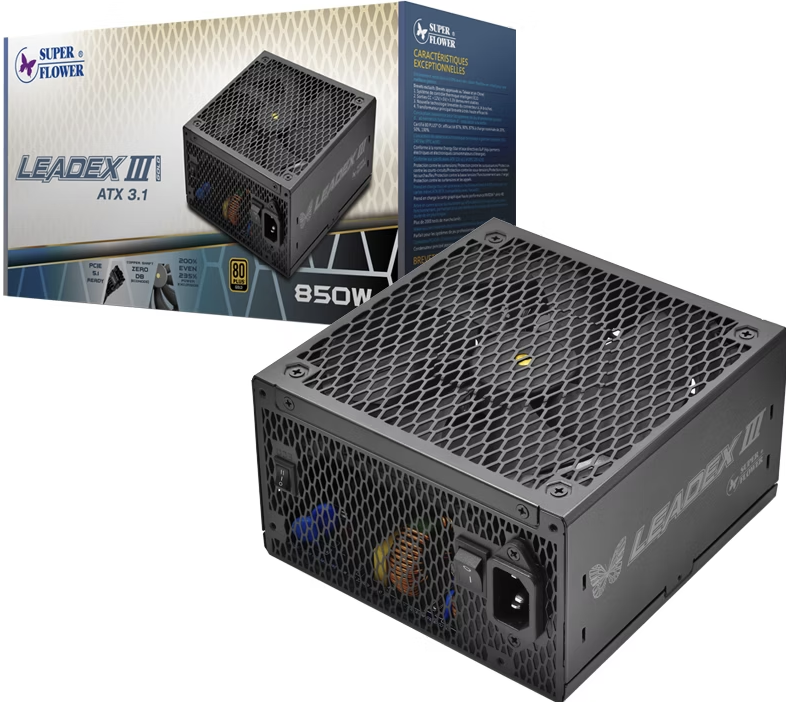 SuperFlower Leadex III 850W 80 Plus Gold, ATX 3.1 &amp; PCIe 5.0, Fully Modular ARGB Power Supply
