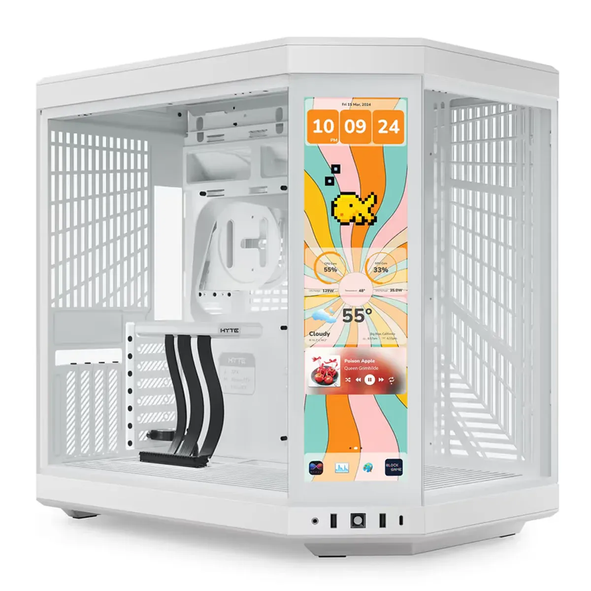 HYTE Y70 Touch Infinite Dual Chamber ATX Mid Tower Modern Aesthetic Case with Integrated 4K LCD Touchscreen ( Free 3x 120mm Fans )