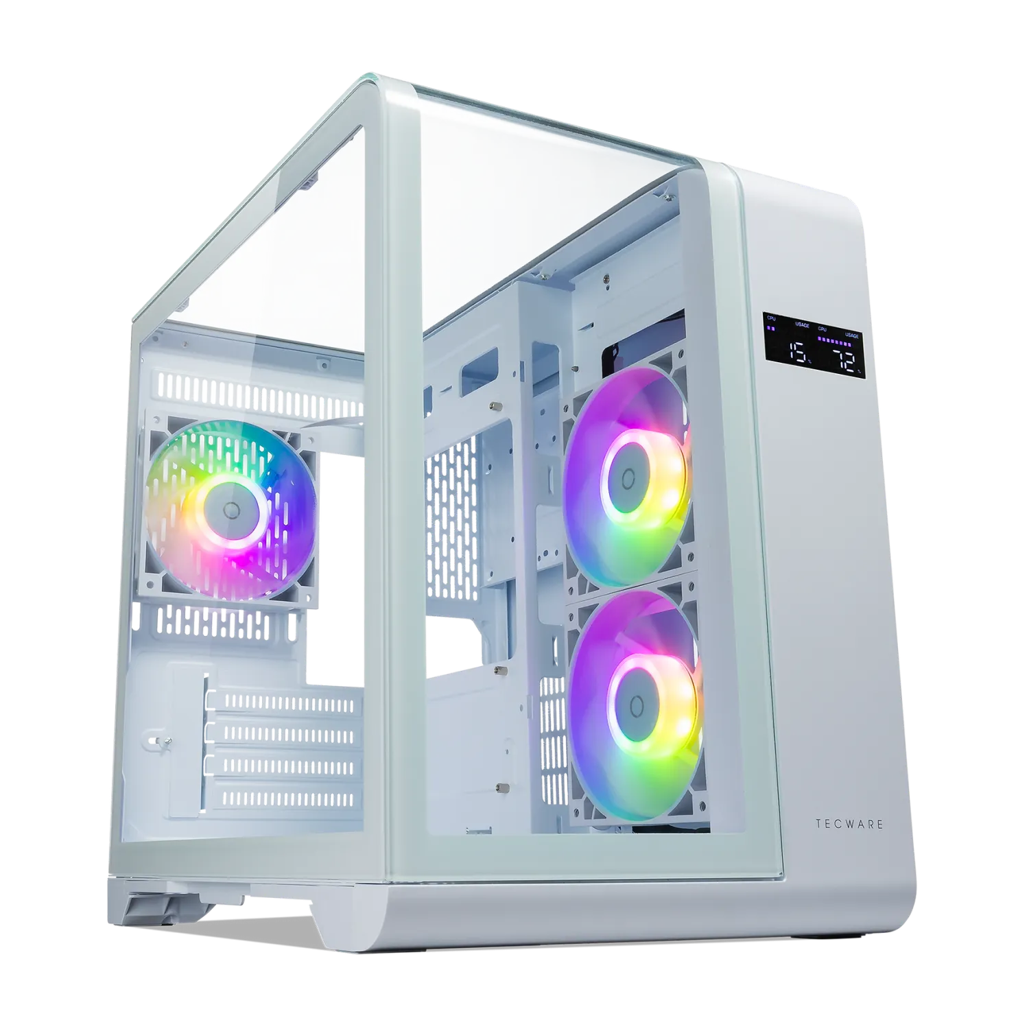 Tecware ARC M Curved TG MATX Gaming Case w/ CPU &amp; GPU Temperature Display ( Free 3x 120mm ARGB Fans )