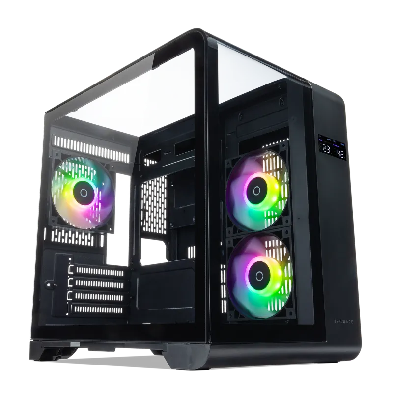 Tecware ARC M Curved TG MATX Gaming Case w/ CPU &amp; GPU Temperature Display ( Free 3x 120mm ARGB Fans )