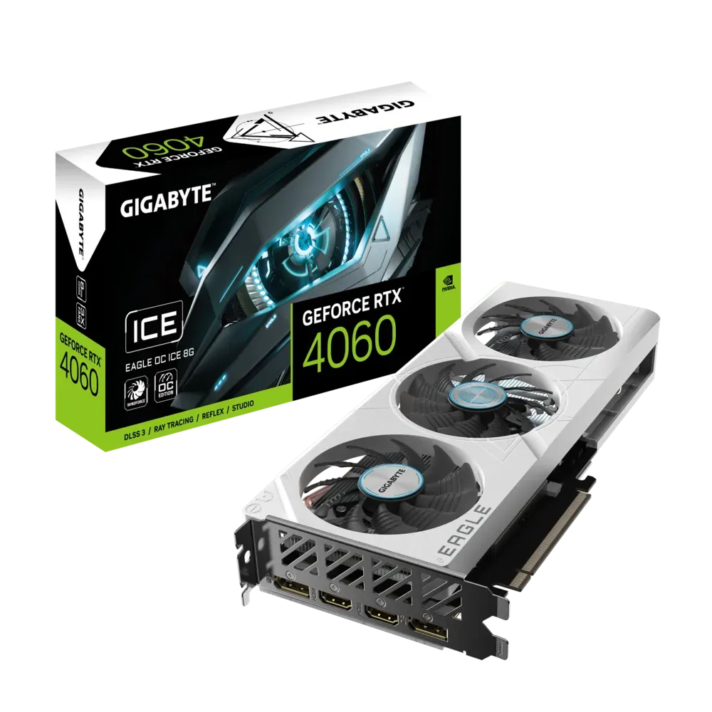 GIGABYTE GeForce RTX™ 4060 EAGLE OC ICE 8G GDDR6 128-bit Video Card
