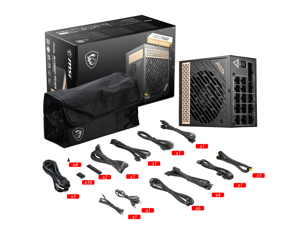 MSI MEG 1300W 80 PLUS Platinum Fully Modular Power Supply