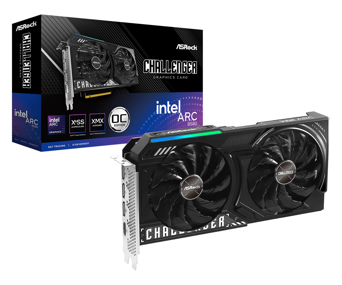 ASRock Intel Arc B580 Challenger 12GB OC GDDR6 192-bit Graphics Card
