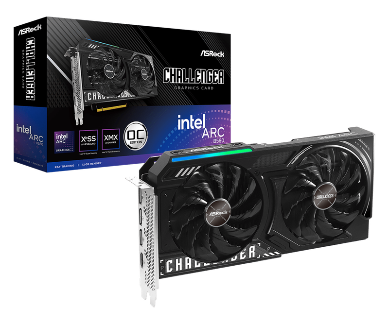 ASRock Intel Arc B580 Challenger 12GB OC GDDR6 192-bit Graphics Card