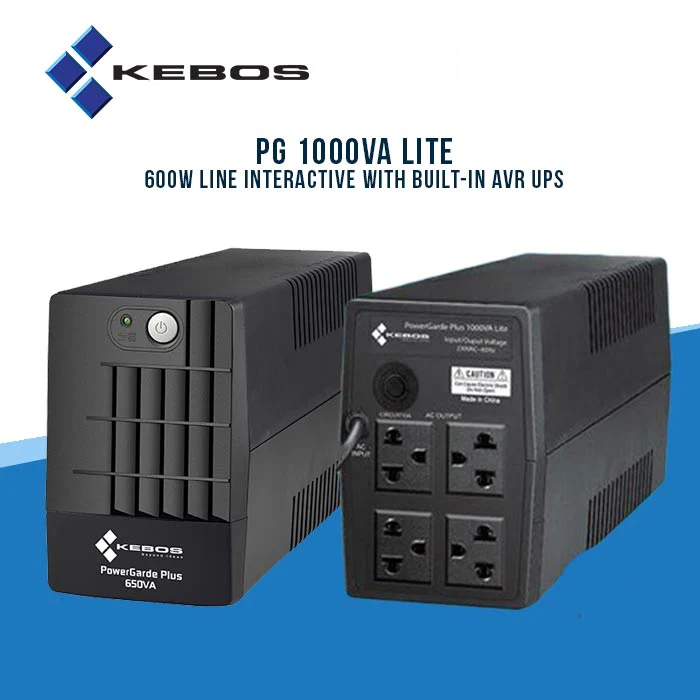 Kebos 1000VA Lite Power Grade Plus Line Interactive UPS with AVR