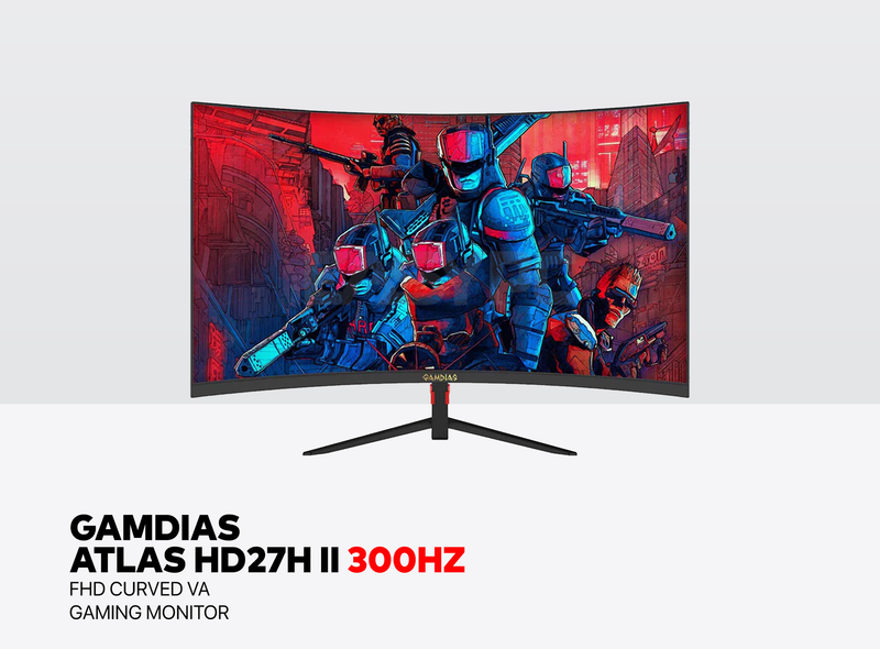 Gamdias Atlas HD27HII 27&quot; 300hz Fast VA Curved 1080P FHD LED Gaming Monitor