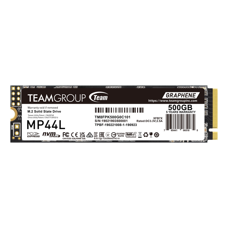 Teamgroup MP44L M.2 2280 500GB PCIE 4.0 X4 NVME 1.4 TLC Internal SSD (RW: 5,000/2,500 MB/s)