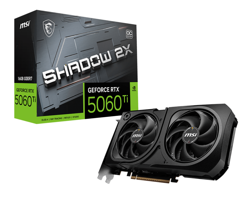MSI GeForce RTX™ 5060 Ti 16G SHADOW 2X OC PLUS GDDR7 128-bit Video Card