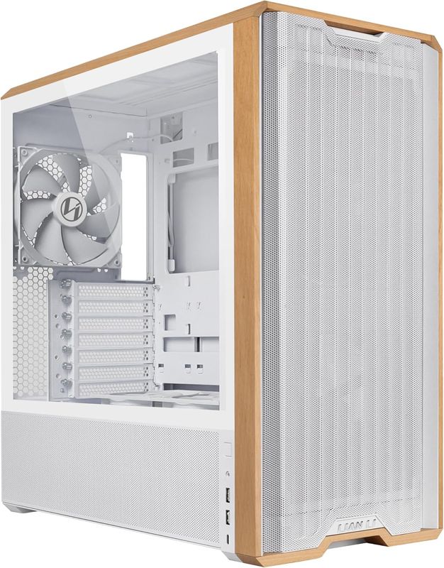 Lian Li LANCOOL 217 Genuine Walnut Wood Computer Case, Mid-Tower ATX PC Case (5 Pre-Installed PWM Fans 2x170mm, 2x120mm &amp; 1x140mm)