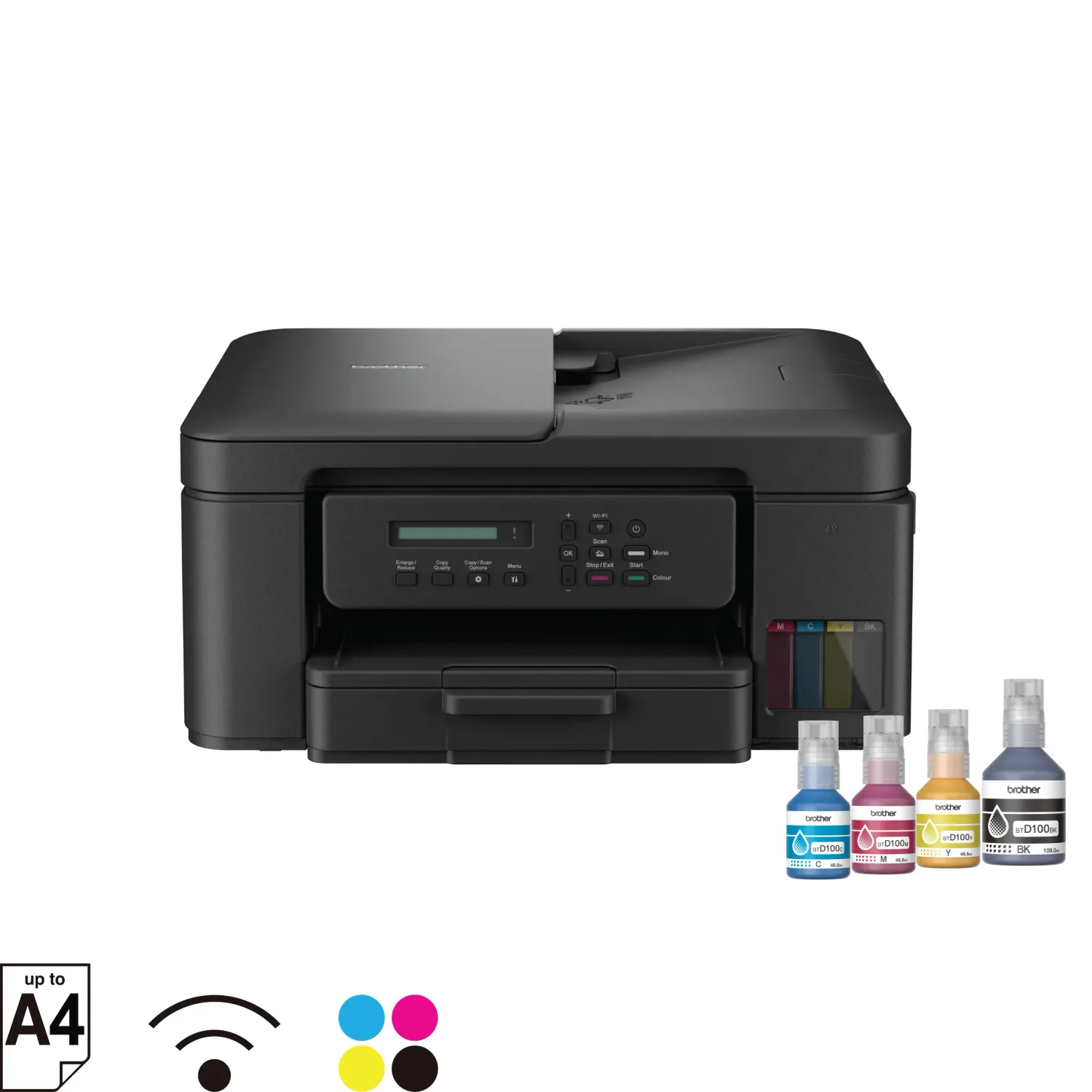 Brother 3 in One Ink Tank Printer with Wifi with ADF Functions: Print, Scan, Copy Printer Type: Inkjet Printer