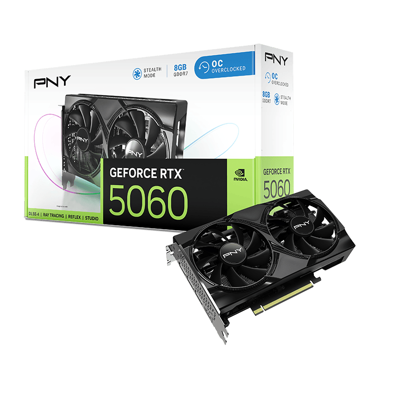PNY GeForce RTX™ 5060 8G Dual Fan OC 8G 128-bit Video Card PNY GeForce RTX™ 5060 8G Dual Fan OC 8G 128-bit Video Card