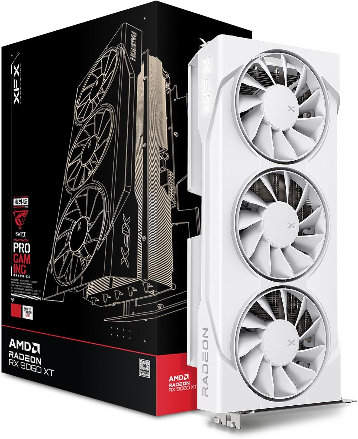 XFX Swift AMD Radeon RX 9060 XT OC White Triple Fan Gaming Edition 16GB GDDR6 128 bit Video Card