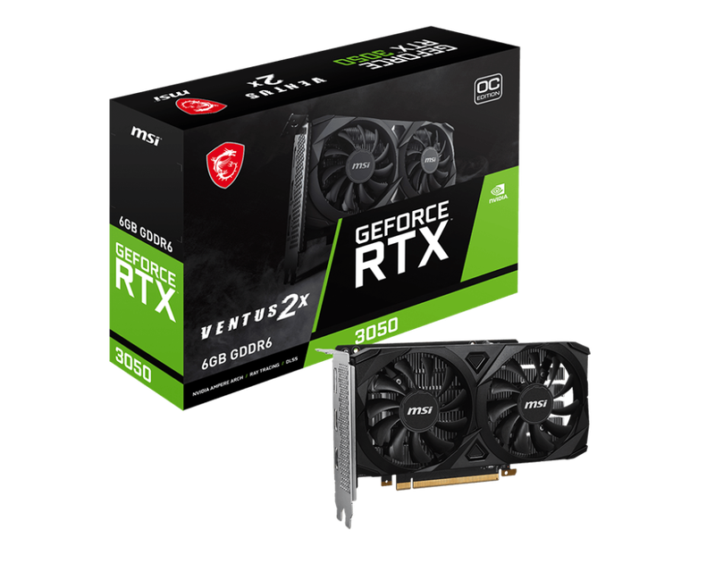 MSI GeForce RTX™ 3050 VENTUS 2X 6GB OC 96-bit GDDR6 Video Card MSI GeForce RTX™ 3050 VENTUS 2X 6GB OC 96-bit GDDR6 Video Card
