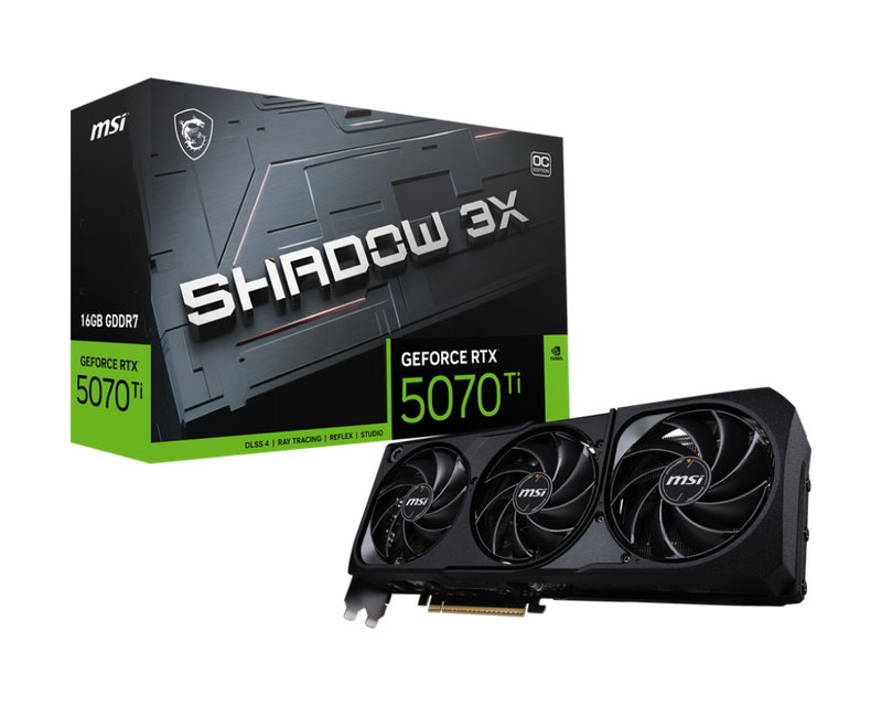 MSI GeForce RTX™ 5070 Ti 16G SHADOW 3X OC GDDR7 256-bit Video Card MSI GeForce RTX™ 5070 Ti 16G SHADOW 3X OC GDDR7 256-bit Video Card