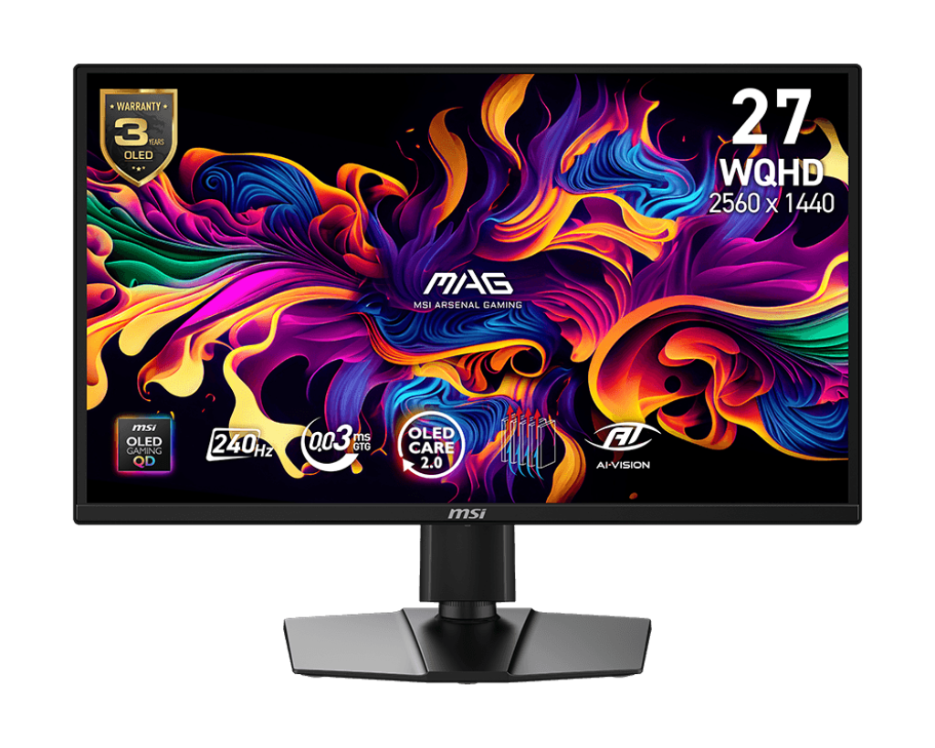 MSI MAG 272QP QD-OLED X24 26.5" WQHD 1440P 240Hz 0.03ms GTG Adaptive-Sync Gaming Monitor