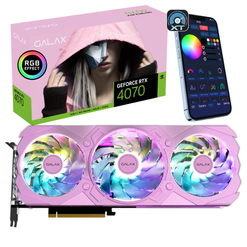 GALAX GeForce RTX™ 4070 EX Gamer Pink 1-Click OC 12GB 192-bit GDDR6X GALAX GeForce RTX™ 4070 EX Gamer Pink 1-Click OC 12GB 192-bit GDDR6X