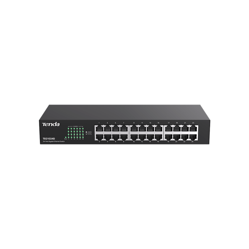 Tenda 24 Port 10/100/1000Mbps Gigabit Unmanaged Ethernet Switch  | Desktop Network Splitter | Sturdy Metal | Fanless | Plug &amp; Play | Traffic Optimization | Limited Lifetime Protection | TEG1024D V9.0