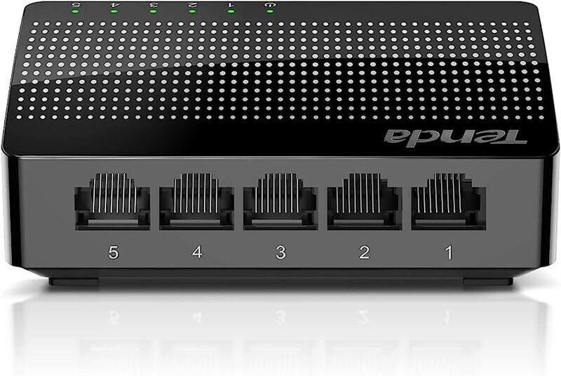 Tenda 5-Port Unmanaged Gigabit Ethernet Switch, Ethernet Splitter |Plug &amp; Play|Shielded Ports|Plastic Case|Desktop/Wall-Mount|Fanless|Limited Lifetime Protection