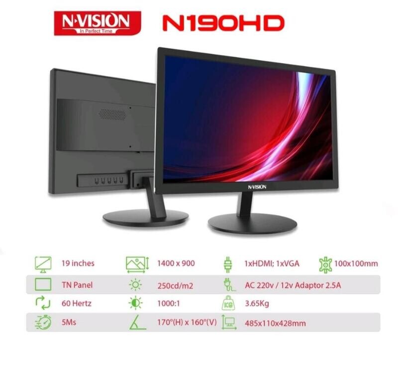 NVISION N190V8 19" 1440*900 60Hz Led Monitor