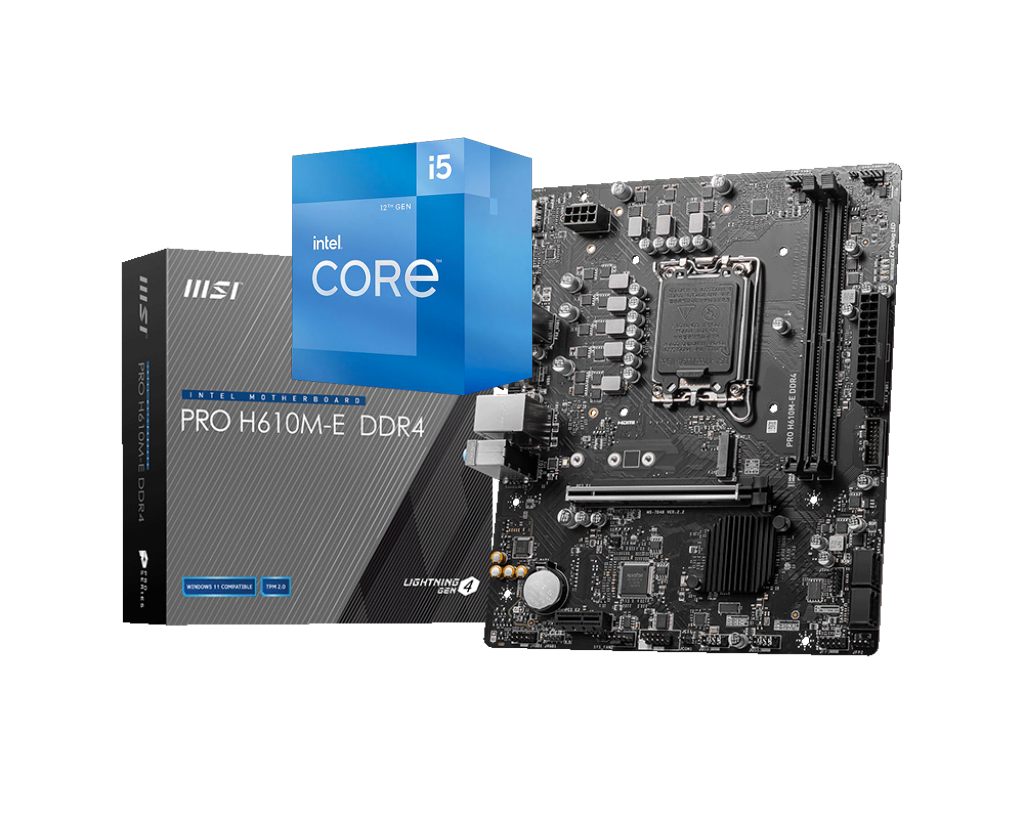 Intel Core I5-12400 6 Cores 12 Threads Alder Lake LGA1700 Processor + MSI PRO H610M-S DDR4 Bundle