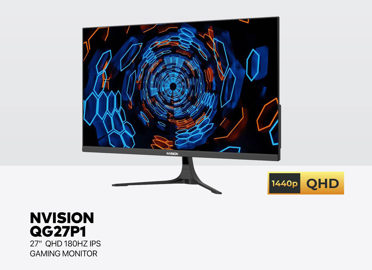 NVISION QG27P1 27" QHD 1440P (2560 x 1440) IPS 180hz 1ms Flat Gaming Monitor