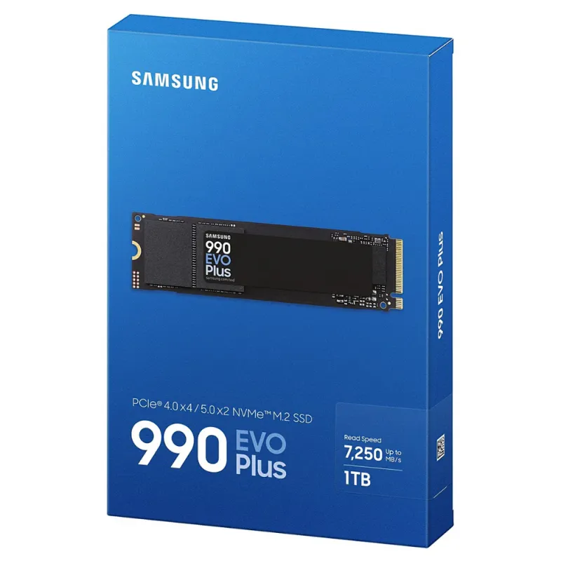Samsung 990 Evo PLUS 1TB PCIe 4.0 x4 / 5.0 x2 NVMe M.2 SSD (RW: 7,250/6,300MB/s)