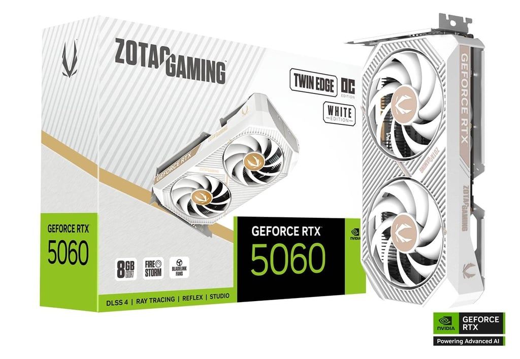 ZOTAC GAMING GeForce RTX 5060 Twin Edge OC White Edition 8G GDDR7 128-bit Video Card