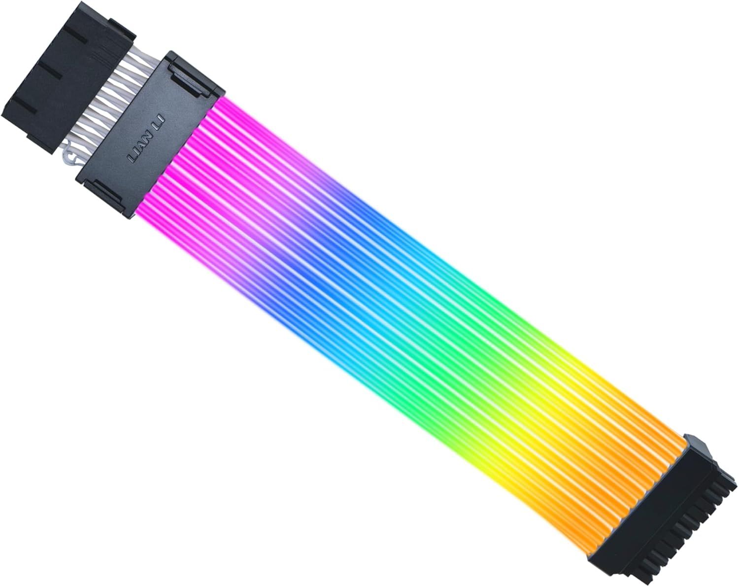Lian Li Strimer Wireless 24 Pin with Controller (PW24-1W-T) - Addressable RGB Power Extension Cable - 2.4 GHz Wireless Control - Wireless Controller Included and Required.