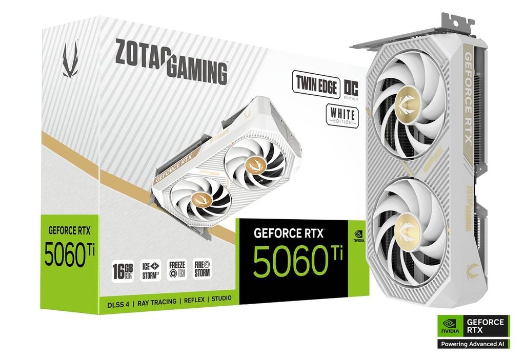ZOTAC GAMING GeForce RTX 5060 Ti 16GB GDDR7 Twin Edge OC White 128-bit Video Card