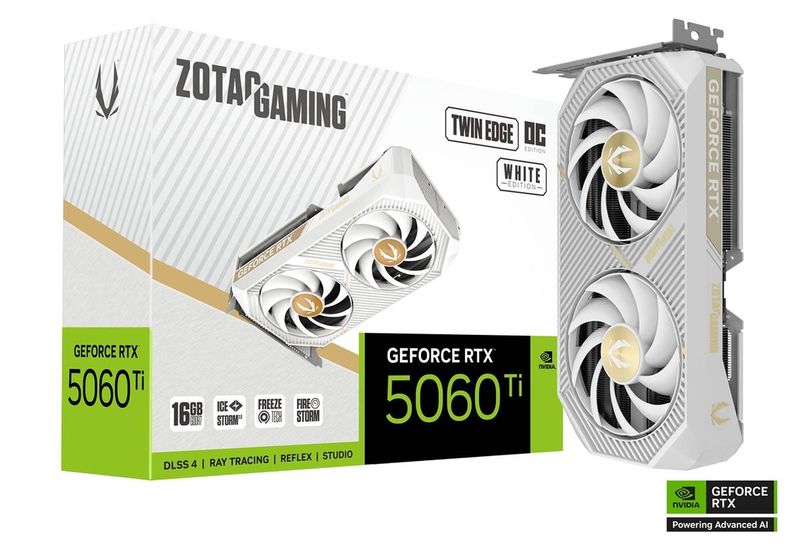 ZOTAC GAMING GeForce RTX 5060 Ti 16GB GDDR7 Twin Edge OC White 128-bit Video Card