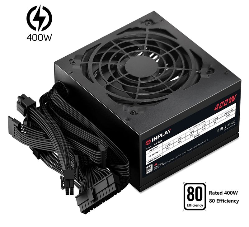 INPLAY AK400 ATX GENERIC POWER SUPPLY RATED 400W 80+