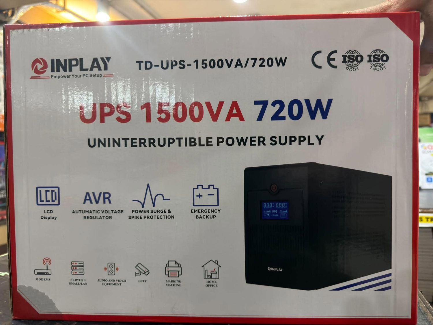 INPLAY 1500VA 720W UPS w/ LCD DISPLAY