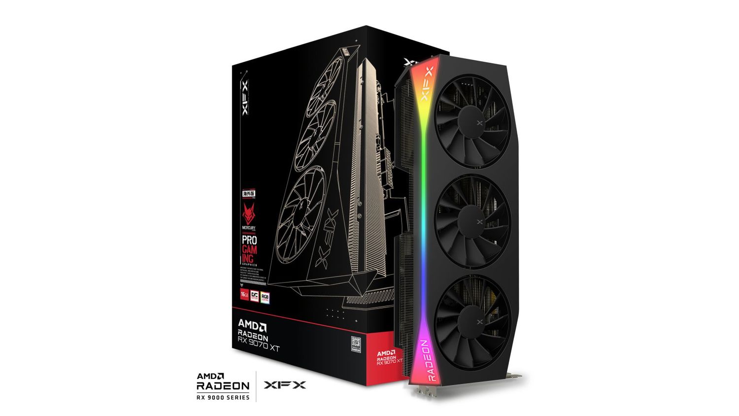 XFX Mercury AMD Radeon RX 9070XT OC Gaming Edition with RGB 16GB GDDR6 256-BIT Video Card
