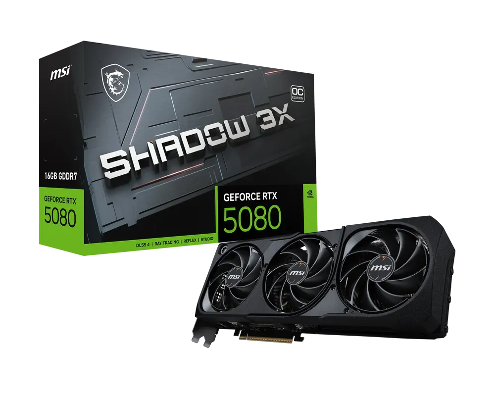 MSI GeForce RTX™5080 16G SHADOW 3X OC GDDR7 256-bit Video Card
