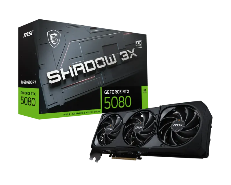 MSI GeForce RTX™5080 16G SHADOW 3X OC GDDR7 256-bit Video Card