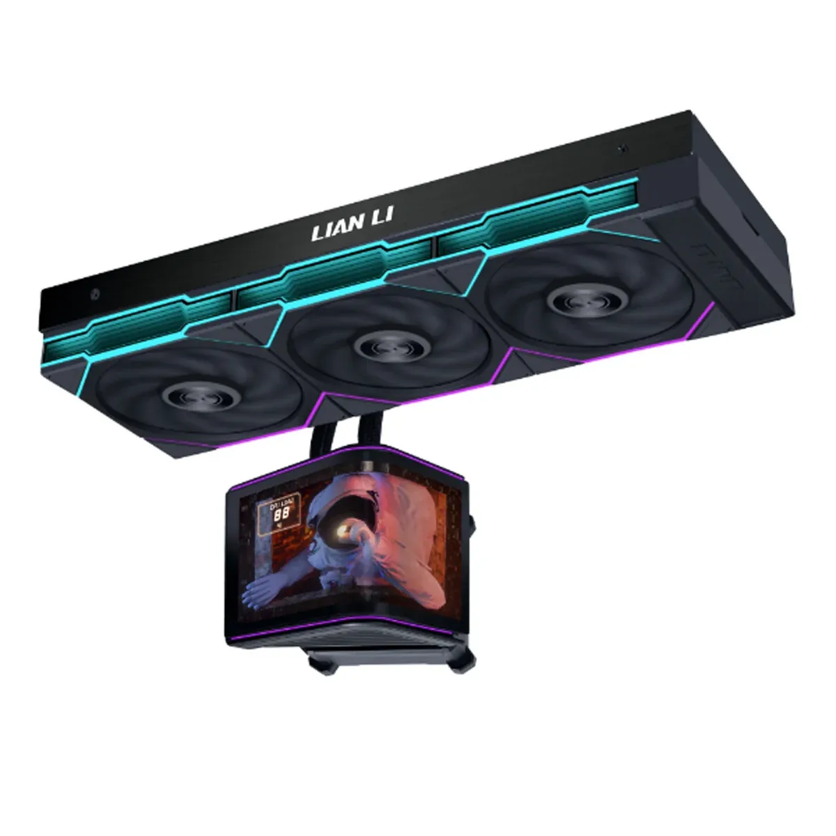 Lian Li HYDROSHIFT II OLED CURVED 360TL 360mm All in One Liquid CPU Cooling Kit, Colors: Black