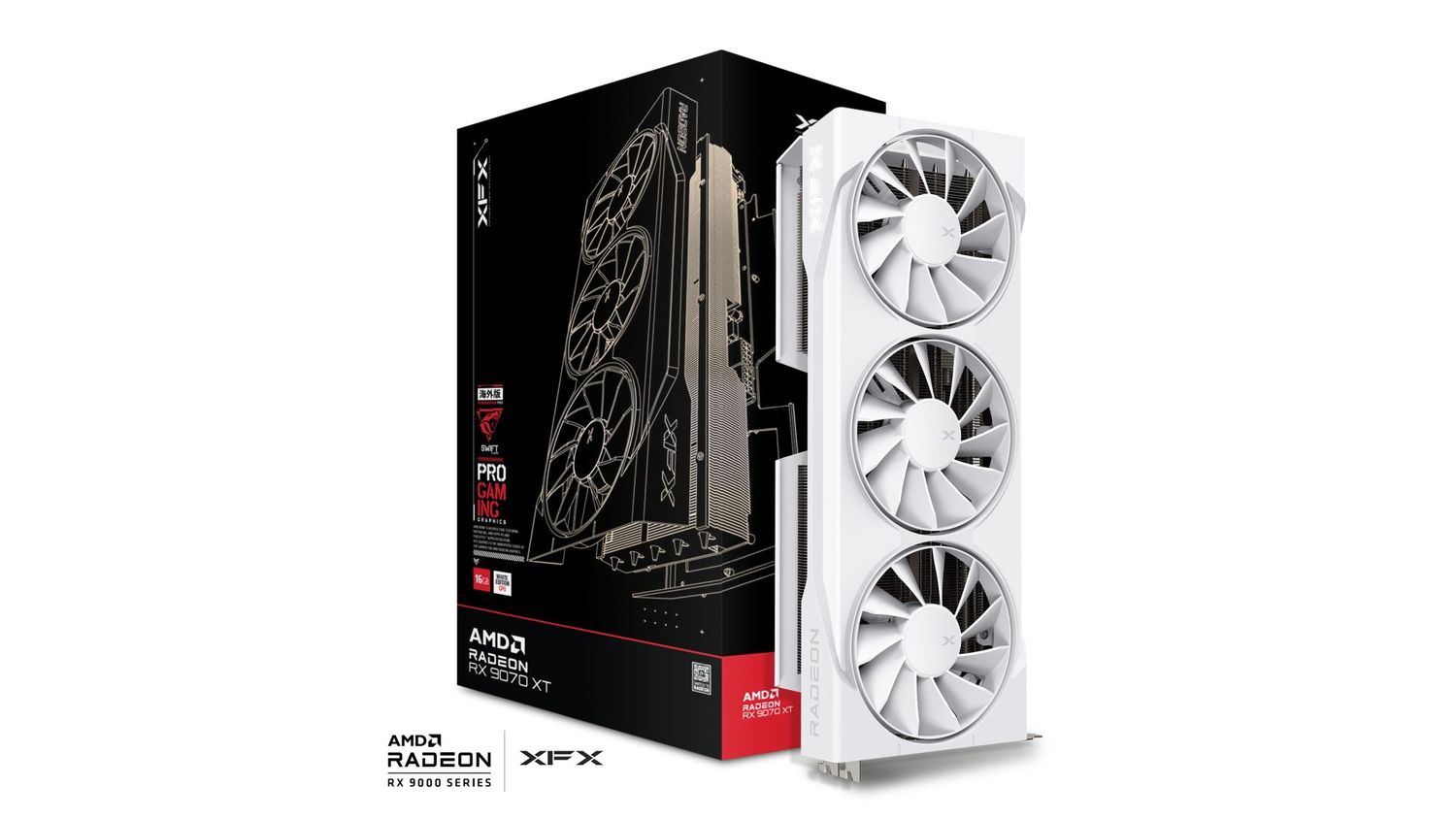 XFX Swift AMD Radeon RX 9070XT White Triple Fan Gaming Edition 16GB GDDR6 256-BIT Video Card