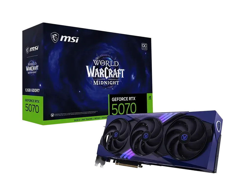 MSI GeForce RTX™ 5070 12G World of Warcraft® MIDNIGHT VOID EDITION OC 12GB GDDR7 192bit Video Card